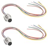 M12 Aviation Sensor Cable 8 Pin,Hamadap M12 Industrial Sensor Connector UnShielded Wire,A Coded 16mm Waterproof Front Mount Cable 0.2M 2 Sets (8-Pin,Straight,Male)