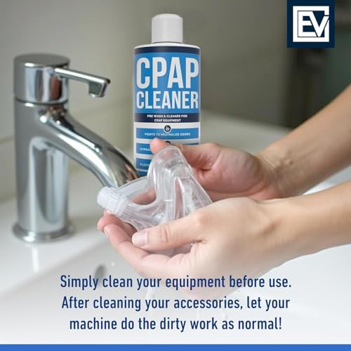 Essential Values CPAP Cleaner Pre-Wash, Safe & Scent-Free - 2 x 16 Fl Oz - Hose Cleaning Kit Supplies with Dye-Free Prewash Soap - Compatible with All C Pap Equipment & Machines