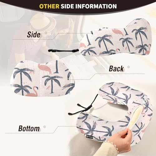 Image of ALAZA Flamingo Palm Trees Travel Neck Pillow Memory Foam Neck Pillow with Storage Bag,Soft Travel Pillow for Sleeping Travel Airplane Car Office Home