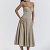 Womens Corset Dress Elegant Spaghetti Strap Midi D... #4