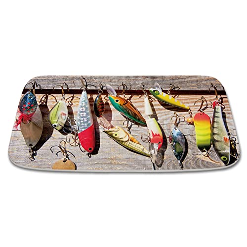 Fishing Lure Fish Fisherman Ocean Funny Fish Fishhook Coral Velvet Bath Rugs Non Slip For Bathroom Decor Sets Door Rug With Rubber #TOP22