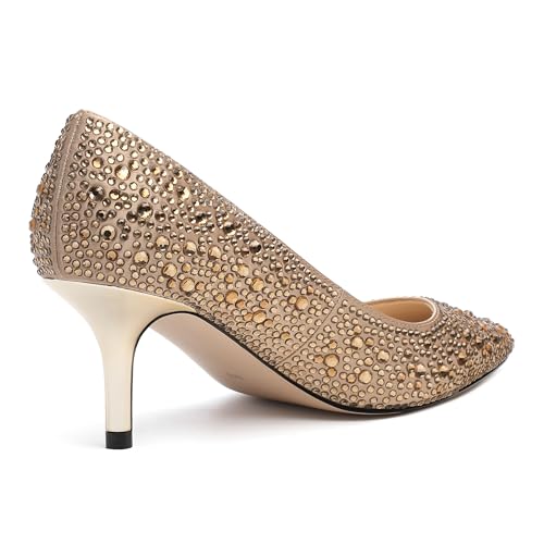 Women's Pumps, Pointed Closed Toe Black Gold Kitten Heels for Women, Comfortable 2 Inch Mid Heel Women's Dress Shoes3