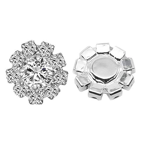 24 Pack 16Mm Sparkle Clear Rhinestone Buttons Flatback Metal Embellishments Glass Crystal Bulk For Craft Diy Wedding Bouquets Decoration,Silver Plated/Flat #TOP1