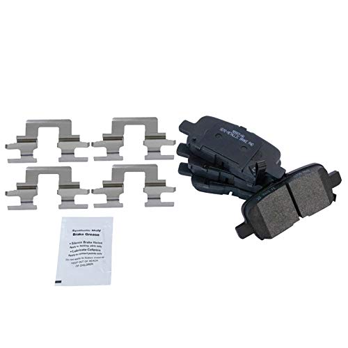 Image of TRQ Rear Brake Pad & Rotor Kit, with Chemical Kit Parking Brake Shoe Set Semi-Metallic Compatible with 2003-2008 Honda Pilot