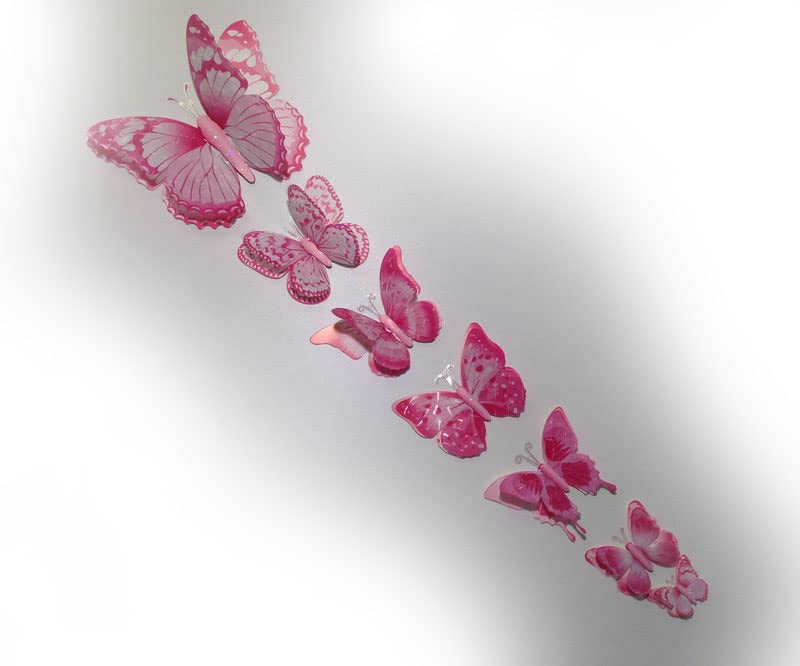 6er Set 3D Schmetterlinge Wandtattoo – Selbstklebende Deko In Verschiedenen Größen (bis 19 Cm) Für Wohnzimmer & Kinderzimmer