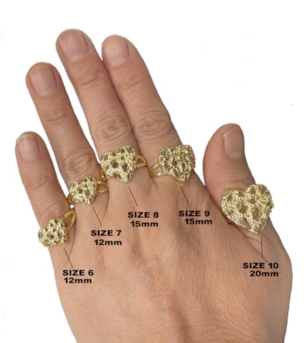 Rough Textured Cookie Nugget Heart Rings 18k Gold Plated Brass4
