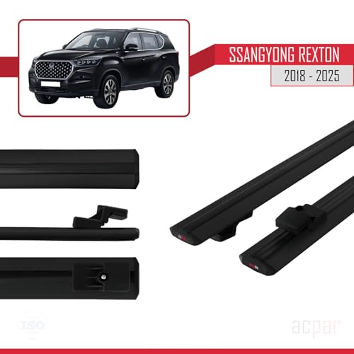 Barres de toit pour SsangYong Rexton 2018-2026 modeles basic en alu noir