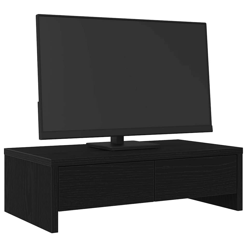 Gecheer Supporto per Monitor Doppio con Cassetti, Regolabile in Altezza, 50x27x15 cm, in Truciolato di Legno Tecnico, per Ufficio Domestico e Professionale