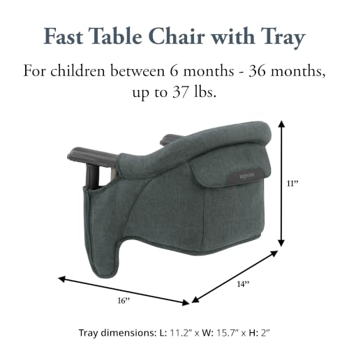 Image of Inglesina Fast Table Chair - Charcoal Gray Melange + Fast Dining Tray - Portable Baby High Chair - for Babies & Toddlers up to 37 lbs - Fits Tables 0.8'' to 3.5'' Thick - Compact - Travel Bag Included