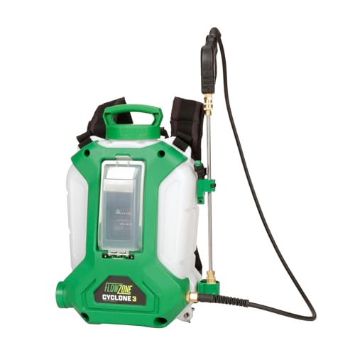 FlowZone Cyclone 3 Battery Powered Backpack Sprayer - Variable-Pressure 5-Position Electric Lawn & Garden Sprayer - 4 Gallon (Battery & Charger Included)