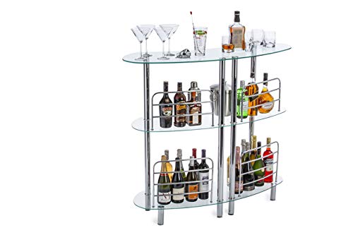 Mango Steam Contemporary Modern Home Entertainment Liquor Bar Catalina Table (Euro, Clear)