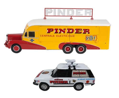 OPO 10 - Lot de 2 véhicules 1:43 du Cirque Pinder : Camion Centrale électrique Bernard 28 + Range Rover 4x4 - DK01+Range