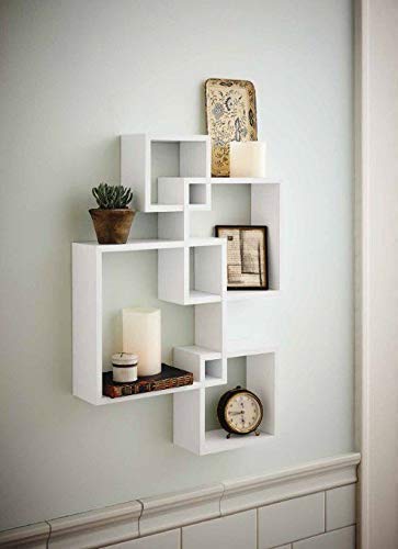 AAFIYA HANDICRAFTS Wooden Wall Shelves Set of 4 Floating Shelves for Home Kitchen Living Room & Office Décor Stylish Wall-Mounted Storage and Display Shelves (White)