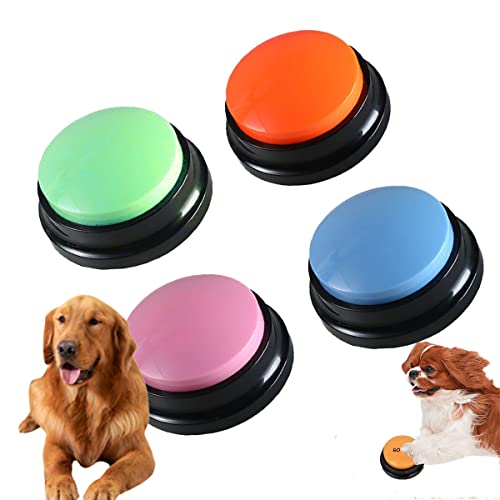 Boutons pour Chiens pour la Communication, Lot de 4 Boutons enregistrables pour Chien - Boutons parlants enregistrables pour la Communication, Enregistrement, Le Dressage des Animaux domestiques Cover