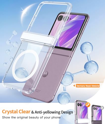 Image of FNTCASE for Motorola Razr 2026 /2025 Case: for Moto Razr 2024 Case with Hinge Protection & Screen Protector Magnetic Clear Cases Anti Yellowing Shockproof Protective Transparent Cell Phone Cover