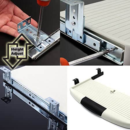 Image of Keyboard Channel for Computer Table lapdesk Study Table Office Table Desk Keyboard Drawer Tray Slide Rail Steel Metal Underdesk Keyboard Tray Telescopic Channel