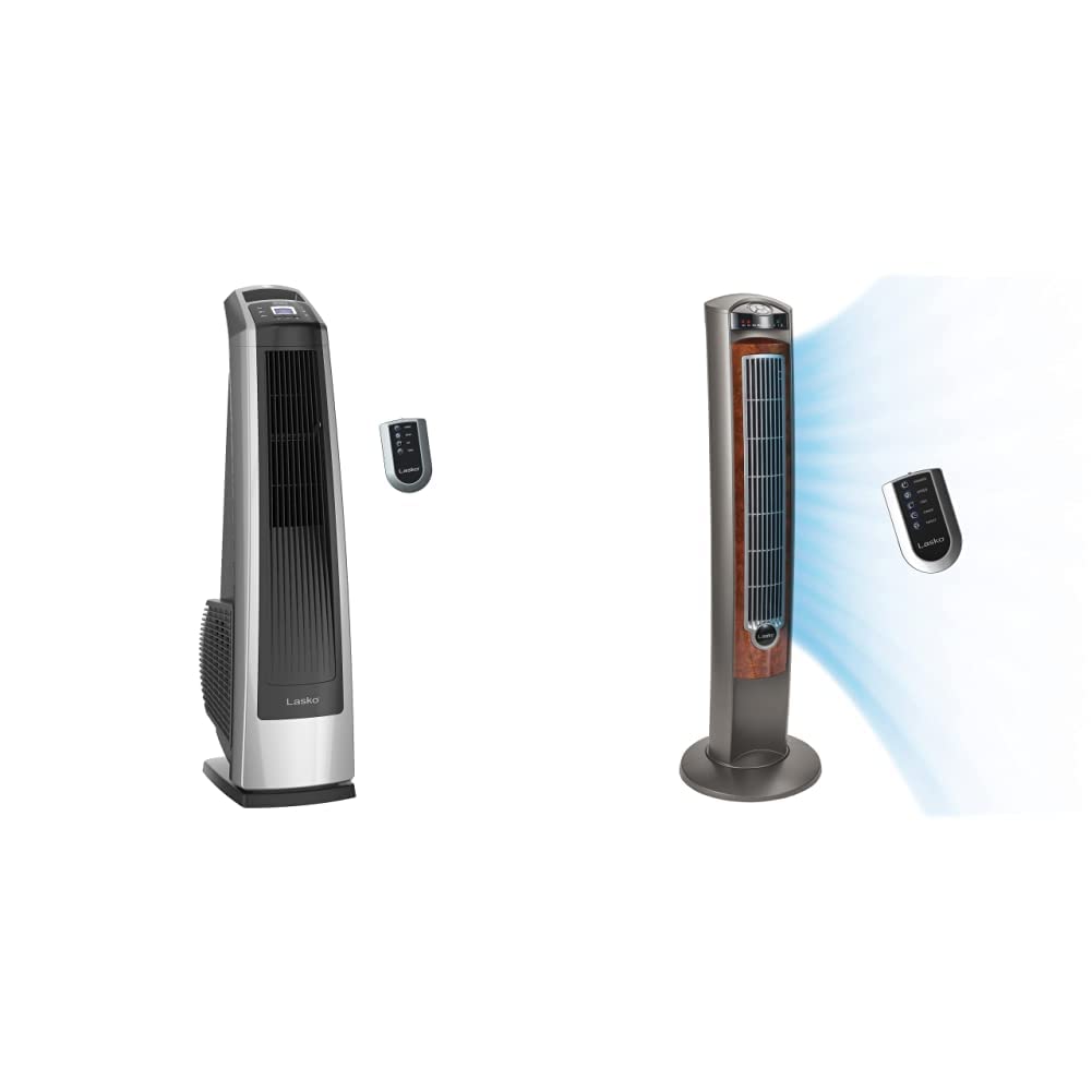 Amazon.com: Lasko U35115 Electric Oscillating High Velocity Stand-Up Tower  Fan, 35 Inch, Silver Black u0026 Portable Electric 42.5'' Oscillating Tower Fan  with Nighttime Setting, Silverwood T42954 : Home u0026 Kitchen