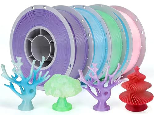Image of Crystal Rainbow PLA 3D Printer Filament Bundle, 4 Rolls,1KG Spool(2.2lbs) 1.75mm Gradient Filament for Most FDM 3D Printers,4 Different Crystal Rainbow Colors