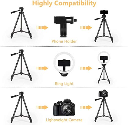 10” LED Selfie Ring Light with Stand and Phone Holder, Torjim Dimmable Circle Light for Photography, Makeup, Vlogging, Live Streaming, Camera Video Recording, Compatible with iPhone Android