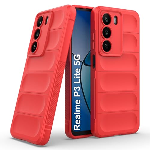 Image of Zapcase Back Case Cover for Realme P3 Lite 5G | Compatible for Realme P3 Lite 5G Back Cover | Liquid Silicon Magic Case with Camera Protection | Red