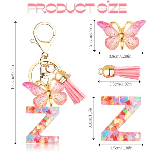 Cadeaux Fille de Saint-Valentin Pâques, Porte-clés fille initiale personnalisé avec lettre Rose femme adolescent fille école enfants porte-clés cadeau Z – vue 2