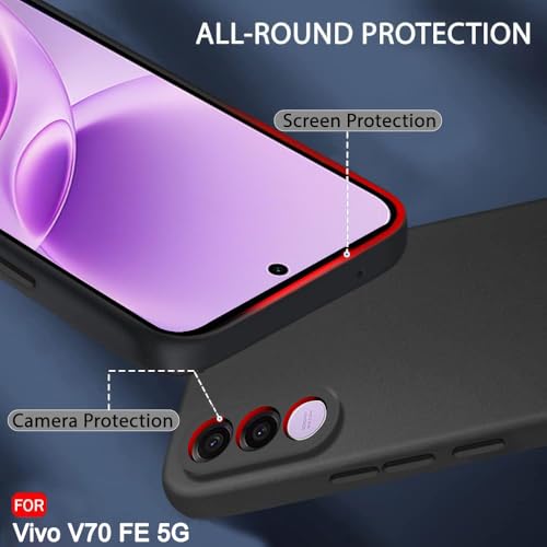 Image of TheGiftKart Sleek Back Cover Case for Vivo V70 FE 5G | Slim Fit Protective Design | Ultra Matte Finish | Camera Protection Bump | Soft Silicon Back Cover Case for Vivo V70 FE 5G (Silicone, Black)