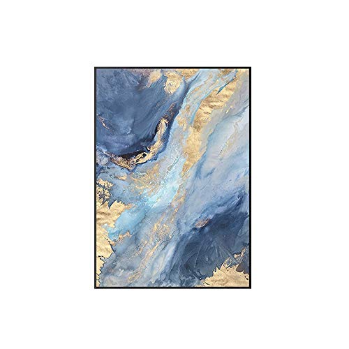 Peinture bleu abstrait moderne minimaliste salon et décoration murale porche couloir