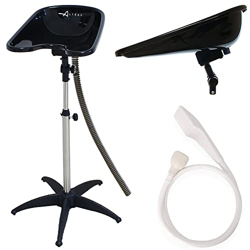 Altéax® Lave-tête de coiffeur portable, avec douchette et tuyau d’évacuation inclus, hauteur et inclinaison réglables