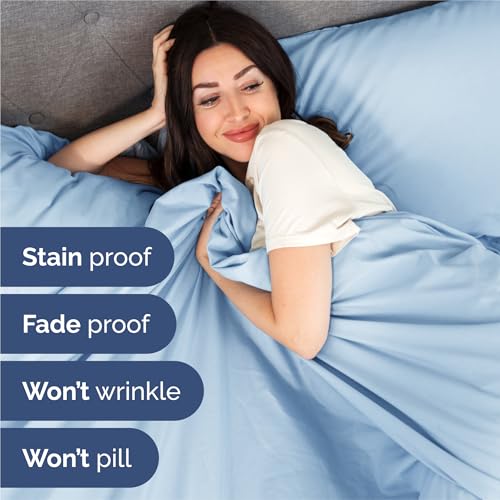 Image of King 6 Piece Bed Sheet Set - Comfy, Breathable & Cooling Sheets - Baby Blue | Ultra Soft Hotel Luxury Bedding Set w / 8-16 Inch Deep Pockets - 1 Flat & 1 Fitted Sheet & 4 Pillowcases - Wrinkle & Fade Free