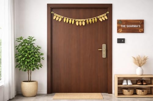 Image of Rajasthan Kraft Handmade Shubh Labh Door Toran with Beads & Leaves - 40 Inch, Perfect for Home & Festive Decor, Housewarming Gift (T0015)