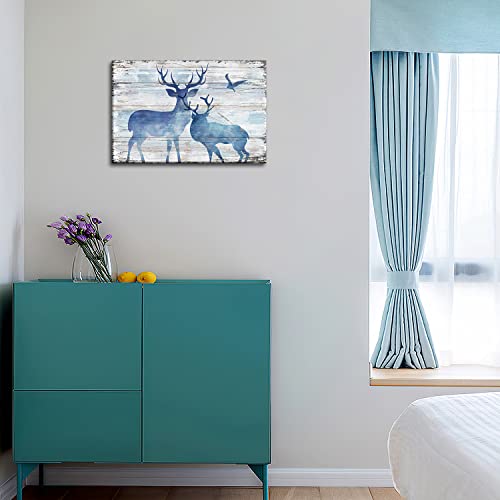 Deer Wall Art Picture Canvas Vintage Style Posters Print Modern Bathroom Decor Artwork Framed For Living Room Bedroom Wall Painting Home Decor, 16X24 Inches #TOP3