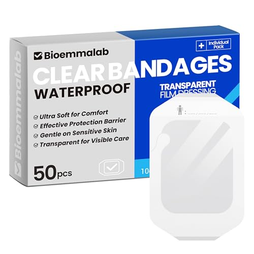 Large Waterproof Bandages Clear Dressings Tattoo Tape Sensitive Skin Wounds Care, Transparent Film Dressing Adhesive Occlusive Patch for Post Surgical Use, 4
