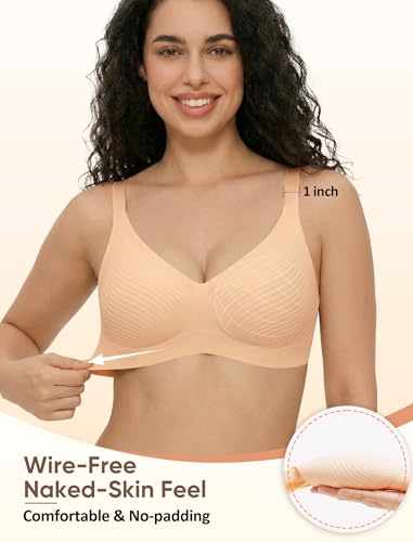Image of Jelly Bras for Women Plus Size Minimizer No Underwire Supportive Full Coverage Wider Straps Seamless Tshirt Bra