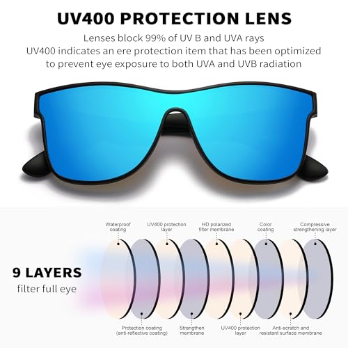 Image of DUBERY Fashion Polarized Sunglasses for Women Men 100% UV Protection Trendy Siamese Lens Shades D8030