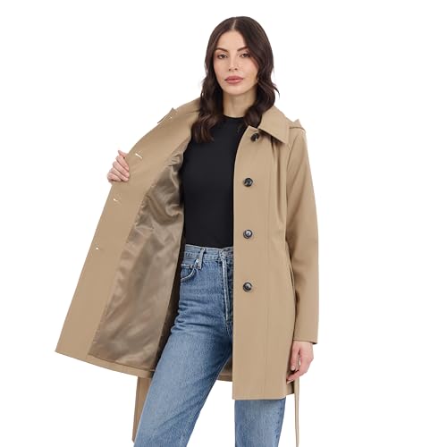 Image of Michael Kors Women's Trench Coat Style Raincoat with Detachable Hood
