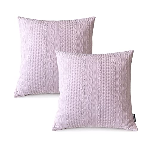 Booque Valley Throw Pillow Covers, Pack Of 2 Super Soft Elegant Modern Embossed Patterned Lavender Pink Cushion Covers Decorative Stretchy Pillow Cases For Sofa Bed Chair, 18 X 18 Inch(Light Purple) #TOP14