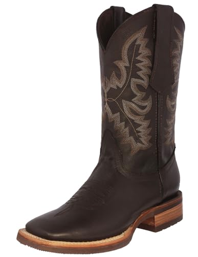 Texas Legacy Mens Brown Western Cowboy Boots Rodeo Wear Real Leather Square Toe
