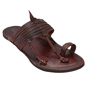 Royal Khwaab Men’s Kolhapuri Chappal/Leather Chappal(Brown) UK-7