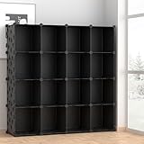 Vacplus 収納棚 大容量 収納ラック 組み立て式 整理棚 収納ボックス 本棚 衣類収納ボックス 多用途 耐久性 省スペース 収納便利 1個幅30×奥行30×高30cm 16ボックス（ラッキークローバーブラック）