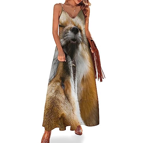 Robe décontractée longue col V sans manches pour femme style fluide d'été