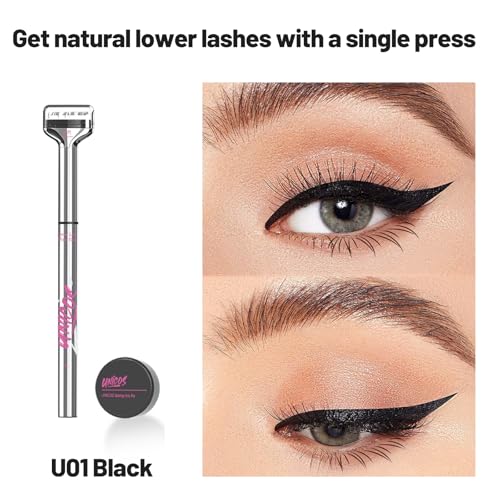 Unicos Lower Lash Stamp, Bottom Lash Stamp, Waterproof & Smudge-Proof Ink, 2-In-1 Ultra-Fine Eyeliner, Eyelash Makeup Kits, Eye Makeup, Easy to Use, Natural Look for Beginners, Gifts for Her (Black)