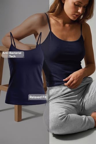 Image of Van Heusen Women's Everyday Cotton Cami | Relaxed Fit | Anti‑Bacterial Tech | Keeps You Dry and Fresh | Sweat Absorbent | Spaghetti Camisole | Color Fresh | Stays 11203|Available in Pack of 1 & 2