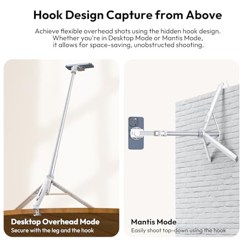 ULANZI TT88 Tripé extensível para telefone, bastão de selfie magnético de 144,8 cm, tripé Vlog com c