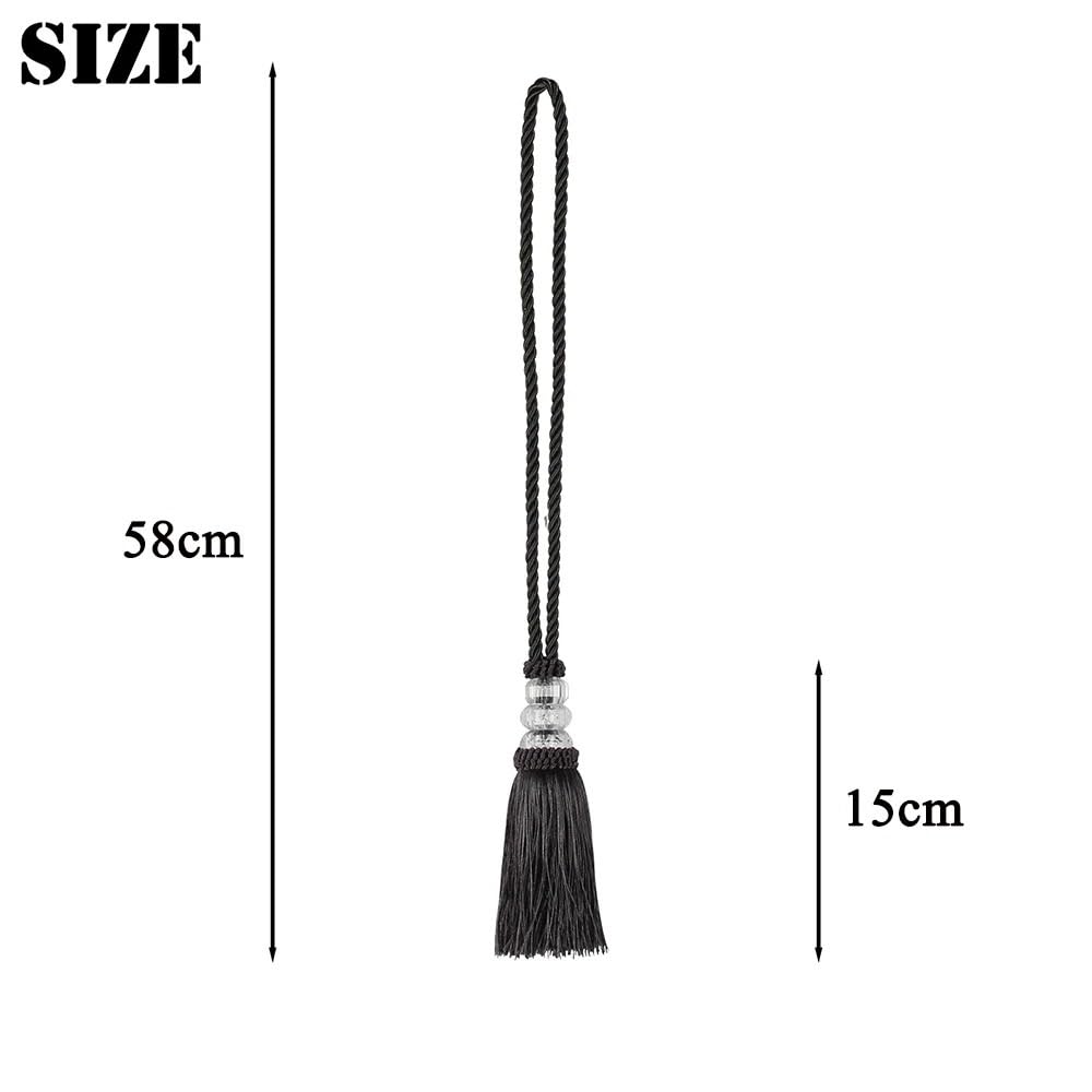 embrasses de Rideaux 1 Attache-Rideaux à Pompon avec Boule en Plastique, Accessoire décoratif(Beige)