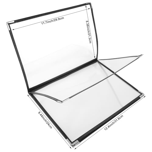 FVIEXE 4PCS 8.5 x 11 Inch Menu Covers 4 Page 8 View, Transparent Restaurant Menu Holder for Restaurant Bar Cafe, Fits A4 Size Paper