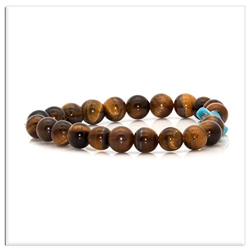 Image of Xusamss Fashion Religious Cross Bracelet 8mm Tiger Eye Turquoise Beads Elastic Bracelet,7 1 /2 wrist