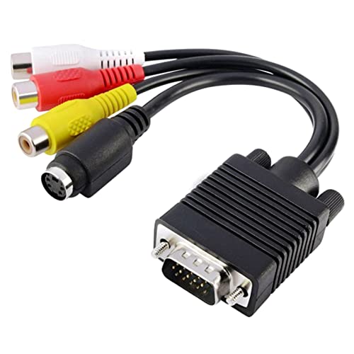 ezqnirk 1 unids VGA SVGA a S VIDEO 3 RCA AV VGA VGA TV OUT OUT OUT S Video AV Adaptador AV Adecuado para computadora portátil con computadora PC
