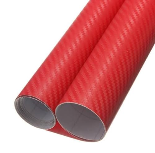 Image of WISDOM 3D Red Carbon Fiber Wrap Adhesive Sheet Roll Sticker Tape for Cars Auto and Motorcycle DIY, Decoration Crafts (24 inch x 50)
