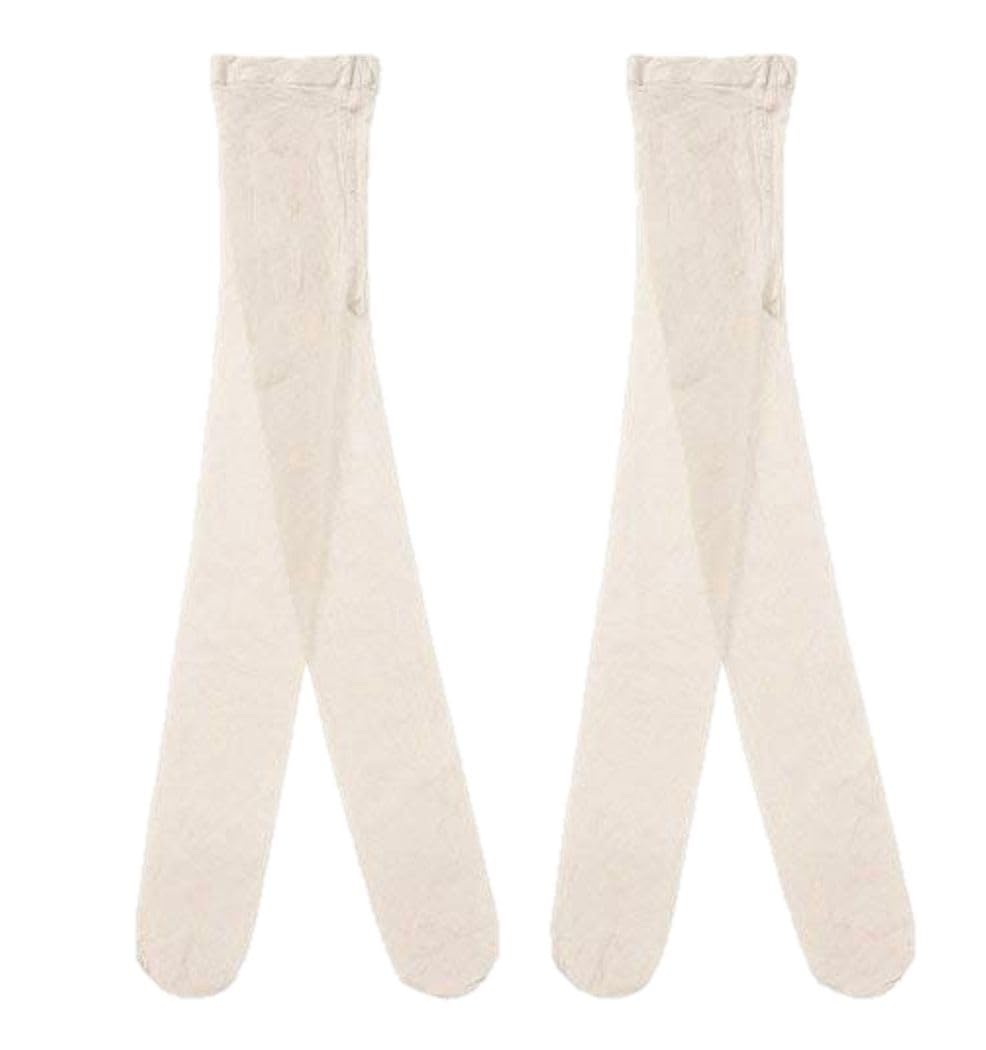 Country Kids Girls Ivory Lycra Silky Sheer-To-Waist Tights, 6-8Yrs, 2Prs