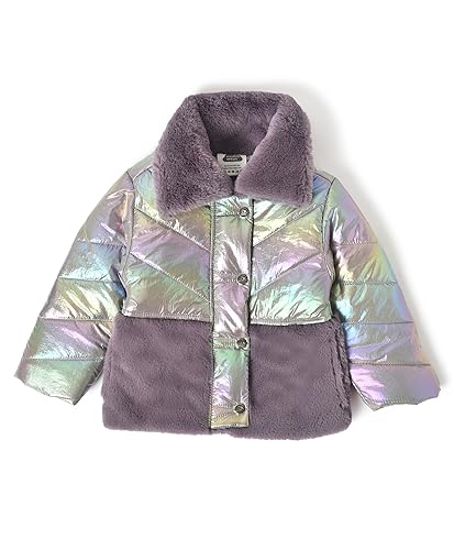 Image of Mi Arcus Purple Baby Puffer Jacket with Stand Collar for Girls Kids Infants Toddlers
